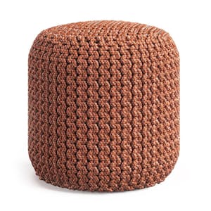 Wynne Round Knitted Pouf in Orange Recycled PET Polyester