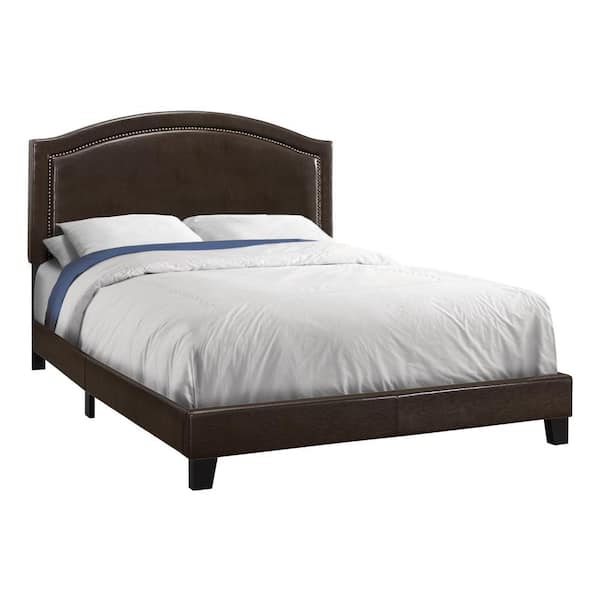 Dark Brown Leather-Look Queen Size Bed HD5938Q - The Home Depot