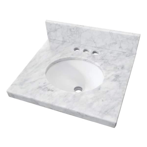 Kingston Brass Fredrickson 19 in. W x 17 in. D Marble Carrara White Rectangular Single Sink Vanity Top in White