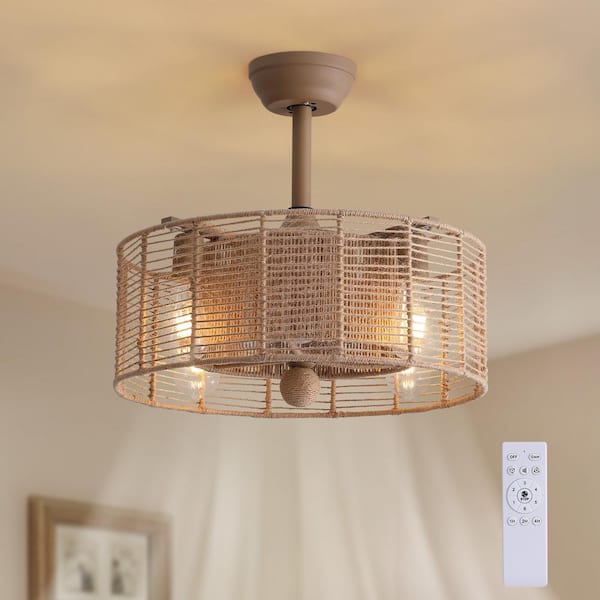 Pacific Core 20 in. 4-Lights Indoor Beige Downrod Ceiling Fan with Remote Included No Bulbs Included