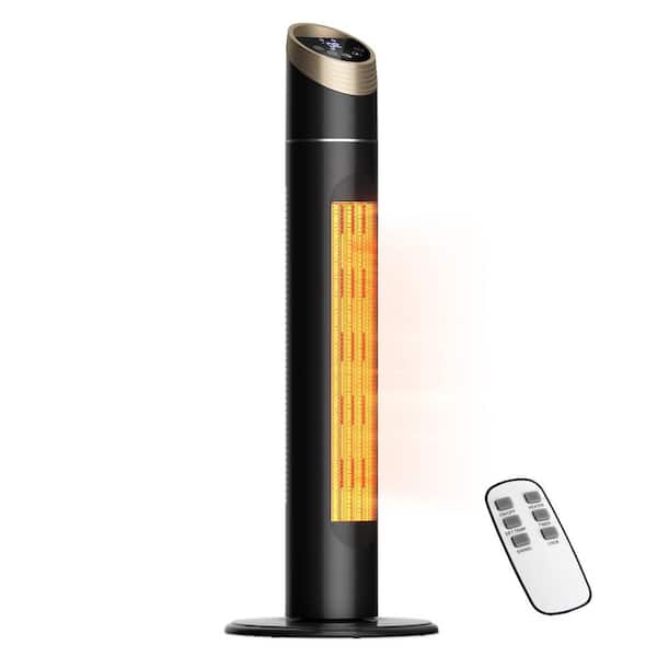 1500W 34" Ceramic Space Heater Indoor Use Tower with Remote, Adjustable Thermostat, Timer, Oscillation, Black