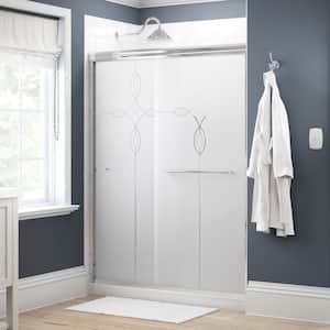 Traditional 60 in. x 70 in. Semi-Frameless Sliding Shower Door in Chrome with 1/4 in. Tempered Tranquility Glass