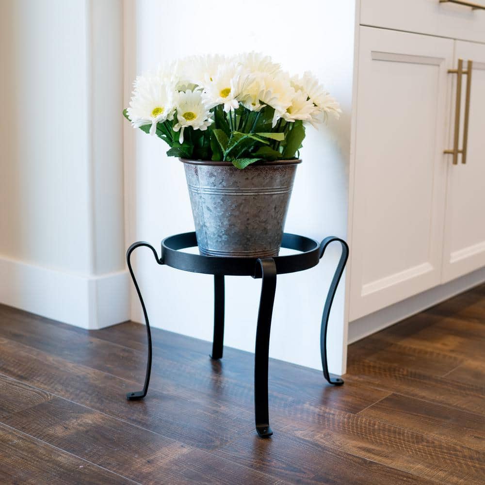 Black Wrought Iron 12-Inch Patio Flower Pot Stand
