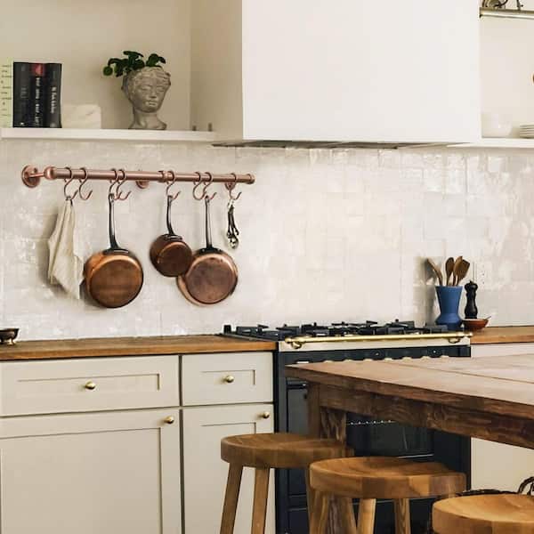 Wudkey 23.7 in. Stainless Steel Pot and Pan Hanger, Wall Mounted Hanging Pots and Pans Rack for Kitchen, Antique Copper