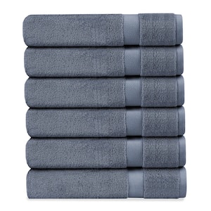 Delara Mineral Blue Solid 100% Organic Cotton Luxuriously Plush Wash Cloth (Set of 6)