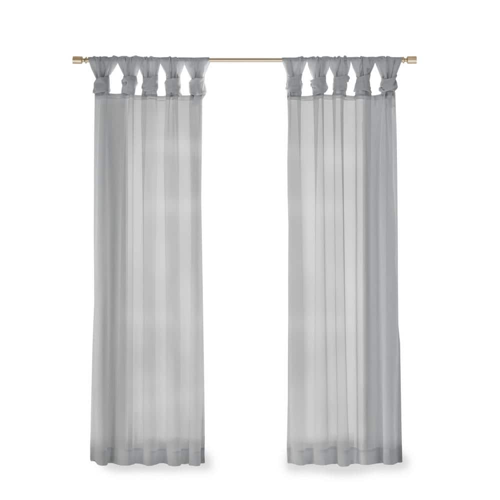 Light Grey Sheer Tab Top Ground Length Drapes