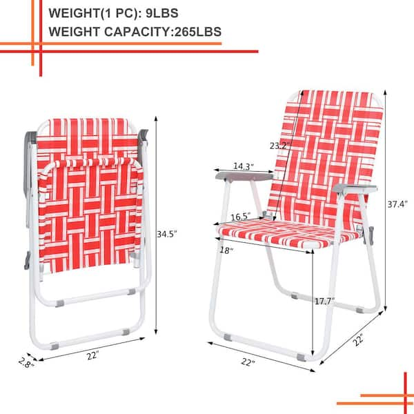 Winado Metal Frame Red Beach Chair 2 Pack 823810162276 The