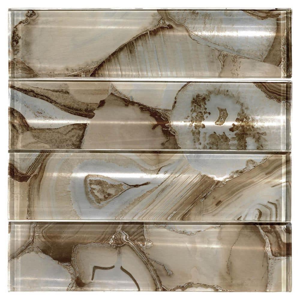 Myst 3" x 12" Polished Beige Glass Subway Tile