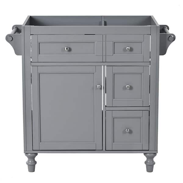 30 in. W x 18 in. D x 33 in. H Bath Vanity Cabinet without Top with 2-Drawers and a Tip-out Drawer in Grey, Cabinet Only