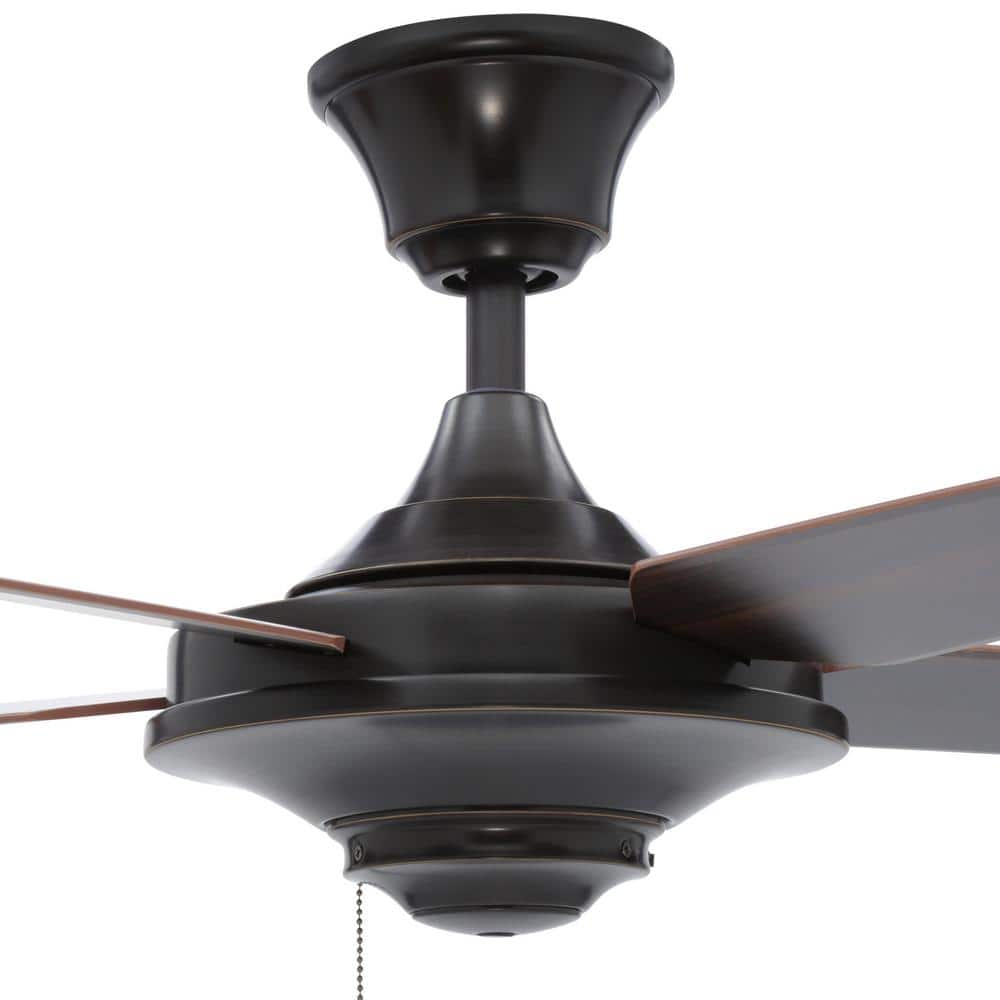 54" Antique Bronze Ceiling Fan with Reversible Wood Blades