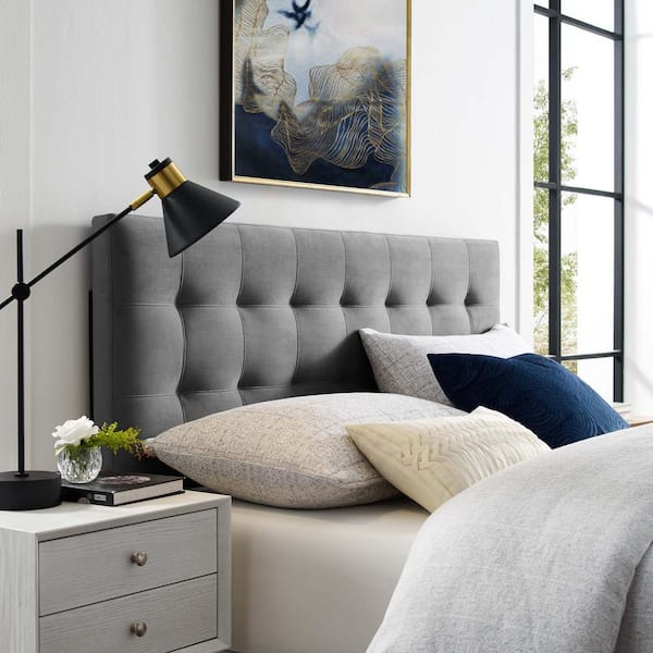 MODWAY Lily Gray Queen Biscuit Tufted Performance Velvet Headboard
