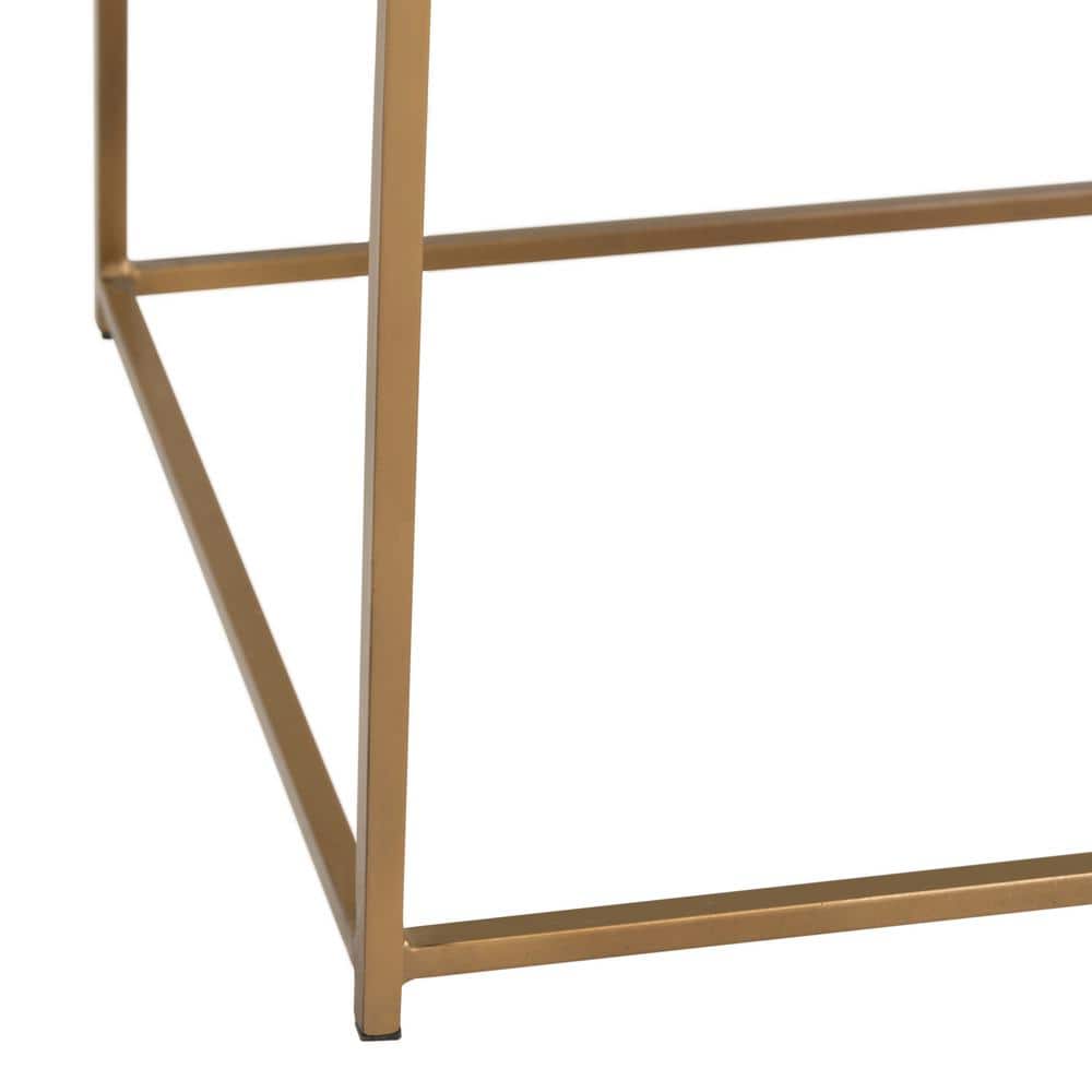Antique Brass and Glass Leaf Square Side Table