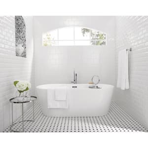 Octagon and Dot Matte White with Black Dot 4 in. x 4 in. Glazed Ceramic Mosaic Tile Sample