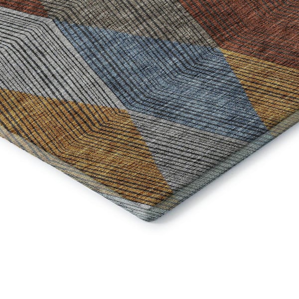 Mayfield Premium Machine Washable Abstract AMF962 Gray 2 ft. 3 in. x 7 ft. 6 in. Runner Rug
