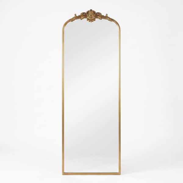 Antique Gold 23.5 in.W x 56 in.H Glass and Iron Arched Full-Length