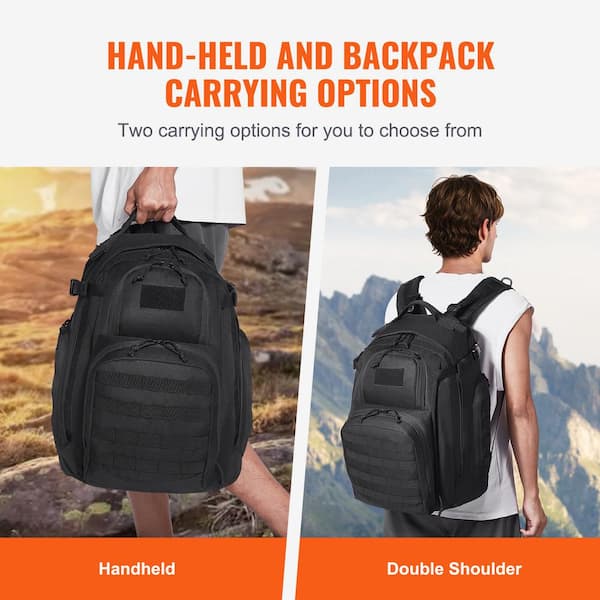 VEVOR Tactical Backpack, 19.29 in. Black Backpack 40 Lumens