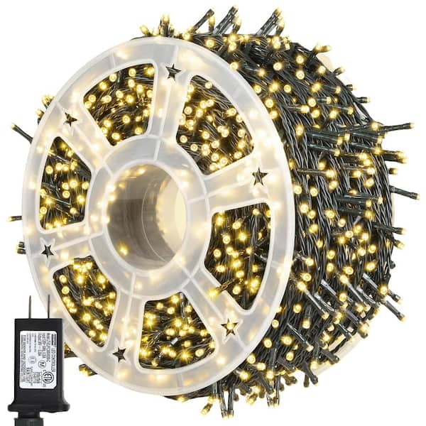 500 Lights 164 ft. Indoor/Outdoor Plug-in Fairy LED Christmas String Light, Waterproof, 8 Modes for Decor, Warm White