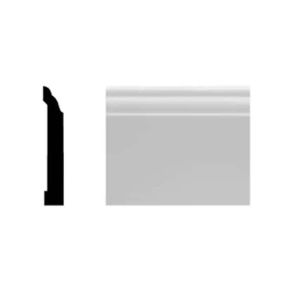 5523 7/16 in. x 3 1/4 in. x 96 in. Colonial Finished PVC White Baseboard Moulding (1-Piece − 8 Total Linear Feet)
