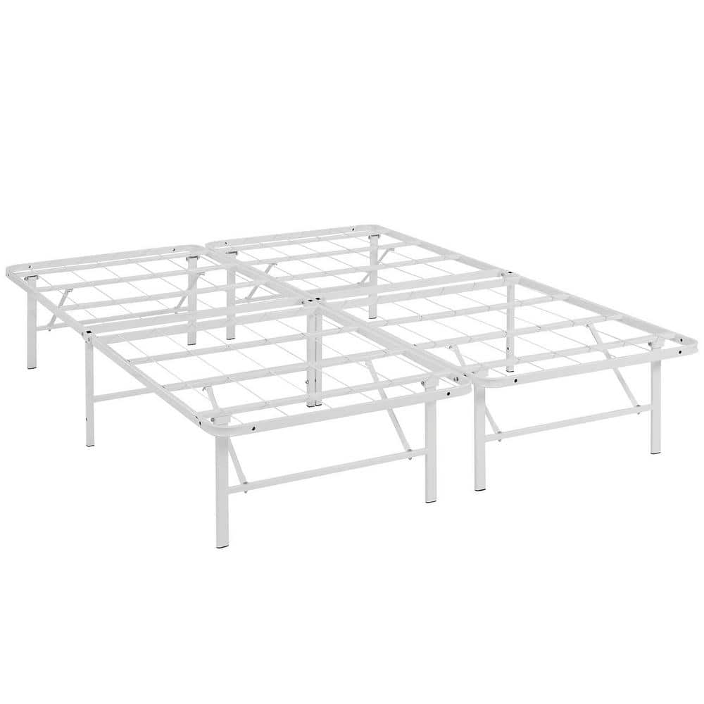 Horizon Full White Stainless Steel Bed Frame with Slats