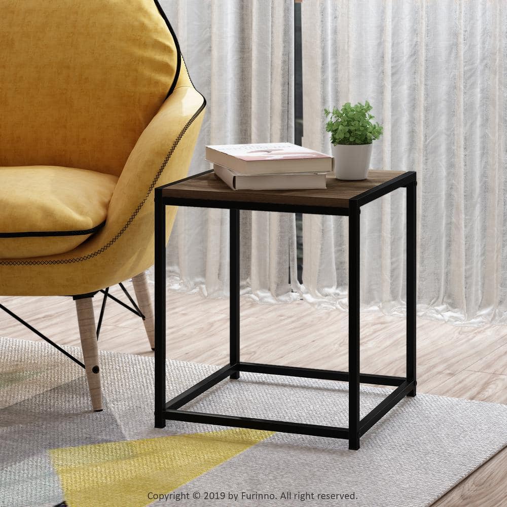 Columbia Walnut Square Wood and Metal End Table
