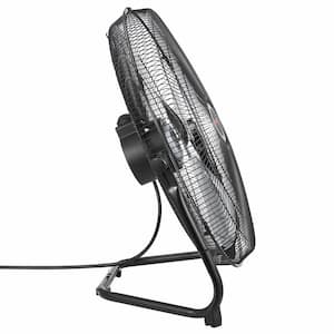 FANFAIR 20 in. 3-Fan Speeds High-Performance Floor Fan in Black with 5