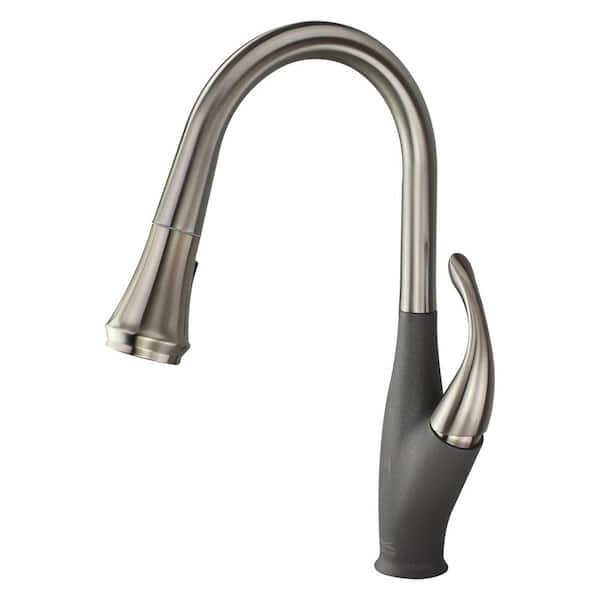 Layla Single-Handle Pull-Out Sprayer Kitchen Faucet in Luxe Stainless / Gray