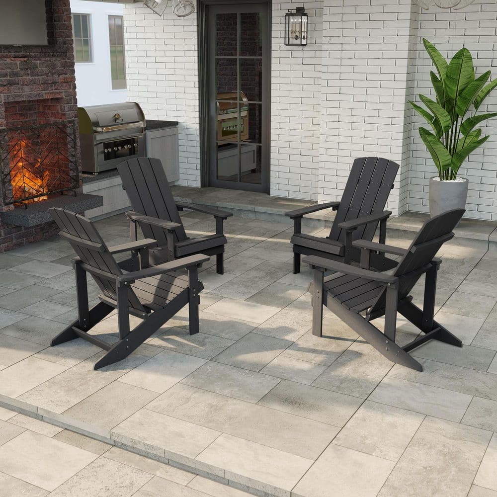 Black Weather Resistant HIPS Plastic Adirondack Chair for Outdoors (4-Pack) price history on PriceWatchPro