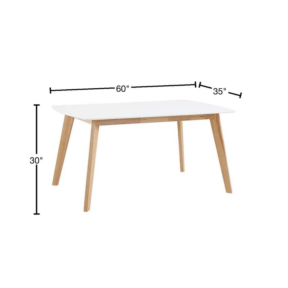 60" White and Natural Reclaimed Wood Dining Table