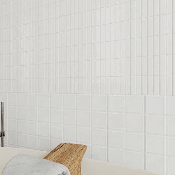 Spanish NOA Ceramic 8"x 8"x 8mm Wall Tile Case - White (25 PCS, 11 Sq. Ft.)