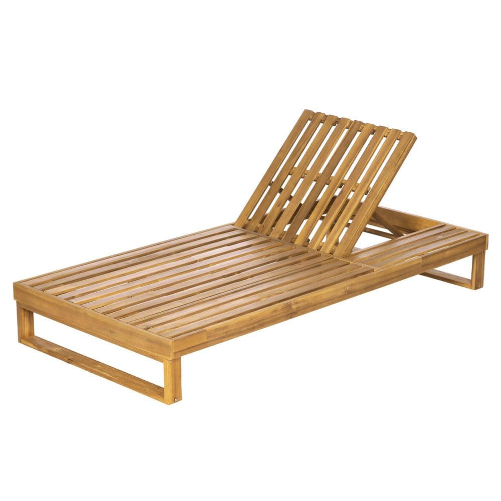 Teak Acacia Wood Outdoor Chaise Lounge, 4-Position Adjustable Outdoor Recliner for Poolside Backyard Garden Deck Lawn price history on PriceWatchPro