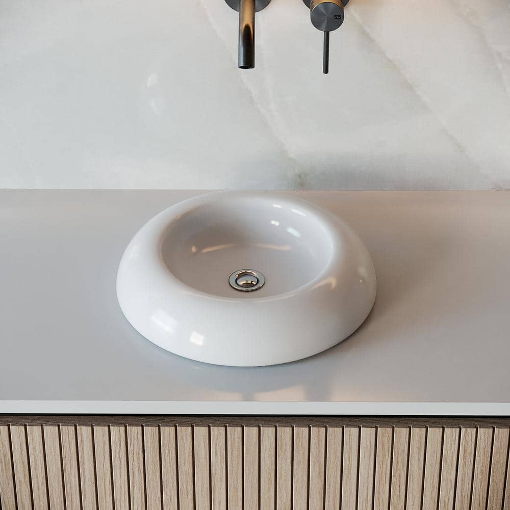20'' White Ceramic Round Countertop Bathroom Vessel Sink