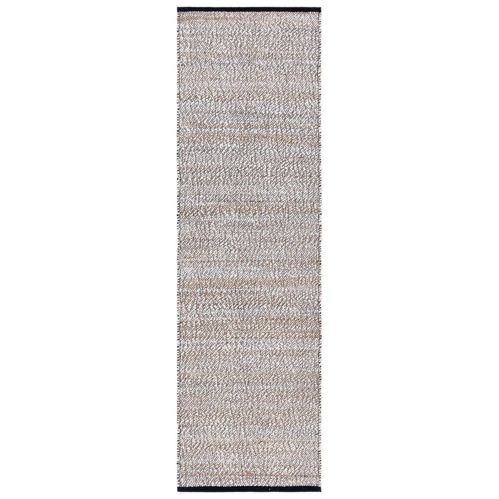 SAFAVIEH Natural Fiber 2 ft. x 8 ft. Beige Abstract Woven Runner Rug ...