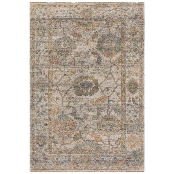 Izmir 6 ft. x 9 ft. Ivory/Gray Distressed Ornate Area Rug