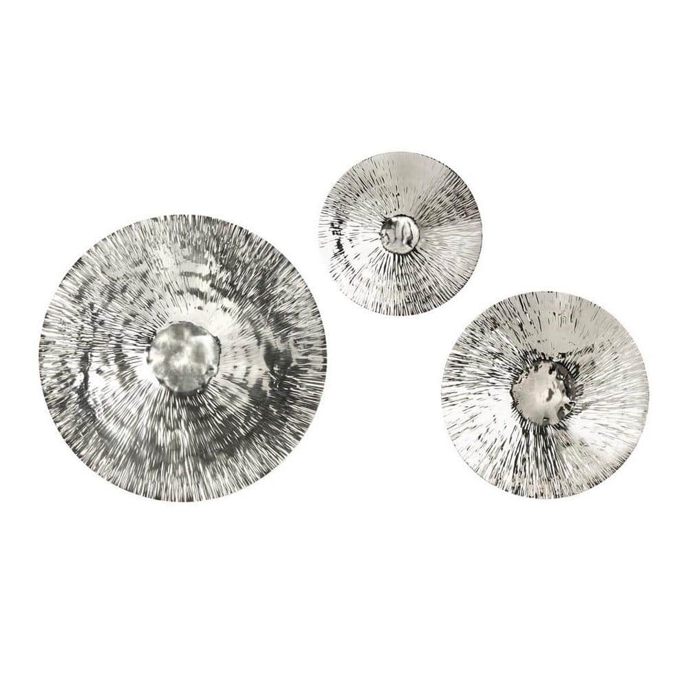 32 in. x 32 in. Silver Meta Textured Oversized Disc Metal Work Wall Decor f
