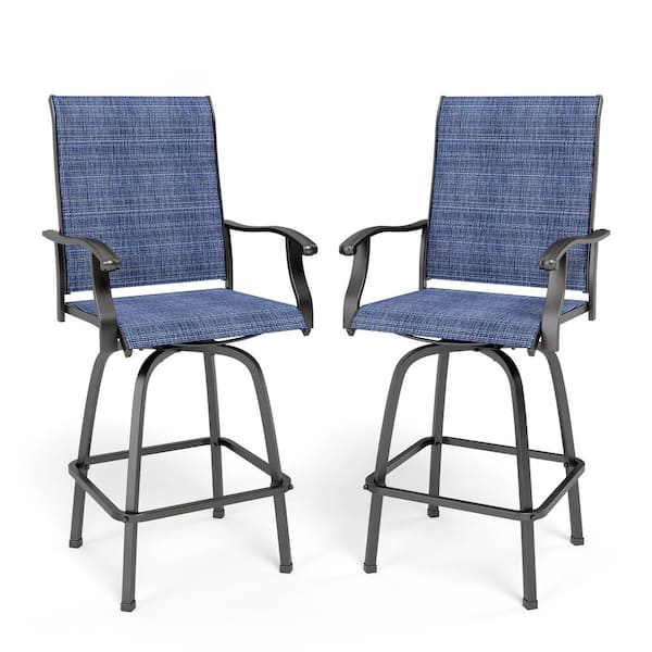 Swivel Metal Outdoor Bar Stool with Arms (2-Pack)