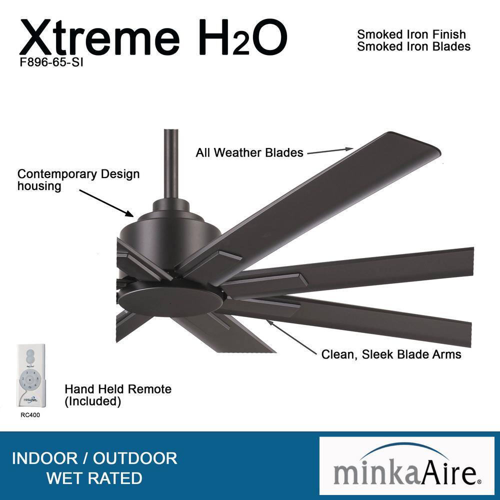 65" Smoked Iron 8-Blade Smart Ceiling Fan with Remote
