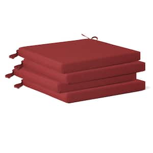 FadingFree (Set of 4) Outdoor Dining Square Patio Chair Seat Cushions with Ties, 19 in. x 17 in. x 2 in., Red
