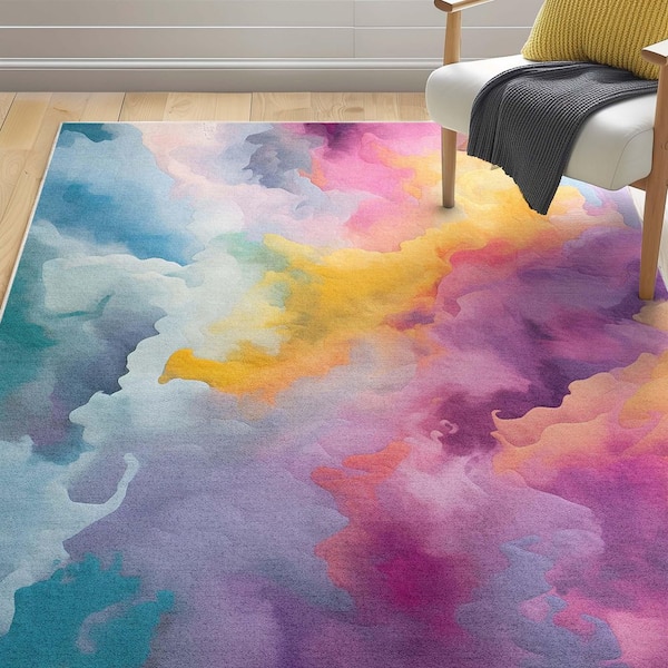 Crayola Dreamy Clouds Whimsical Modern, Multi Color 5 ft. x 7 ft., Area Rug