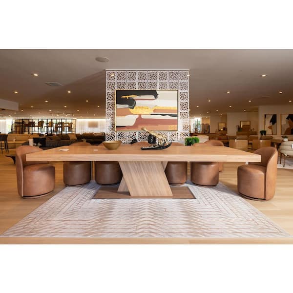 Correa Brown Vegan Leather Swivel Dining Chair