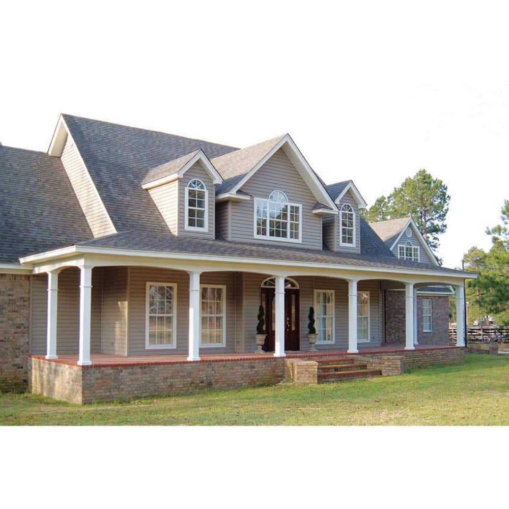 9' Gloss White Powder Coat Aluminum Square Column with Capital & Base