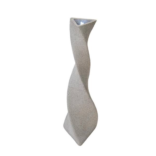 39 in. H Freestanding Resin Fiberglass Sculptural Modern Twisted Pilar Outdoor Garden Fountain w/LED Light, White