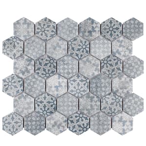 Medley 2 in. Hex Slate Blue 11-1/8 in. x 12-5/8 in. Porcelain Mosaic Tile (10.0 sq. ft./Case)