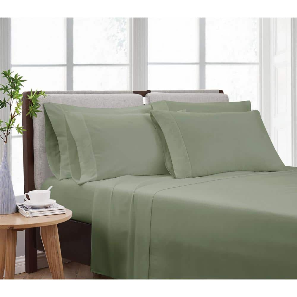 CANNON Solid Green Split King 7-Piece Sheet Set SS3941GRSK-4200 - The ...