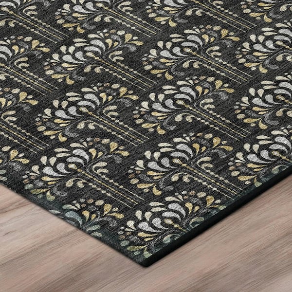 Chantille Machine Washable Indoor/Outdoor Abstract ACN3065 Black 2 ft. x 3 ft. Accent Rug