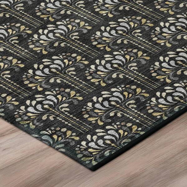 Chantille Machine Washable Indoor/Outdoor Abstract ACN3065 Black 3 ft. x 5 ft. Area Rug