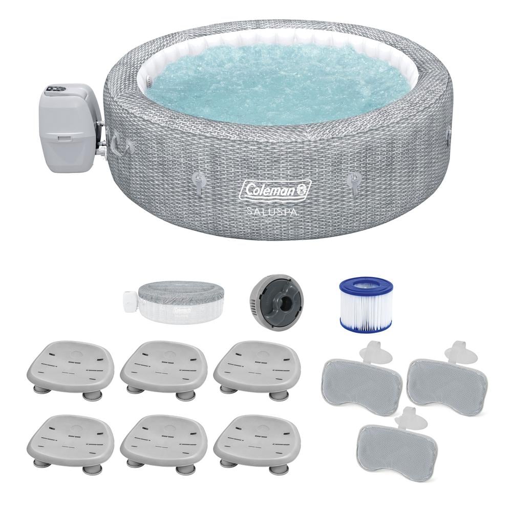 Coleman Sicily 7-Person 180-Jet Round Inflatable Hot Tub with Pool and ...