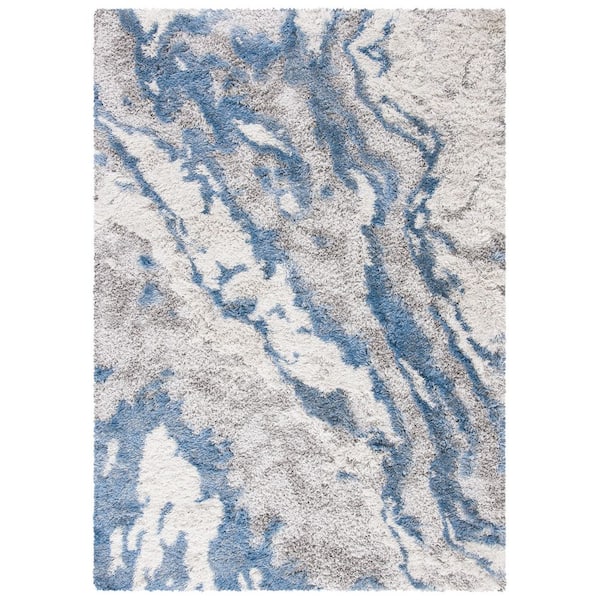 Horizon Shag 6 ft. x 9 ft. Gray/Blue Abstract Area Rug