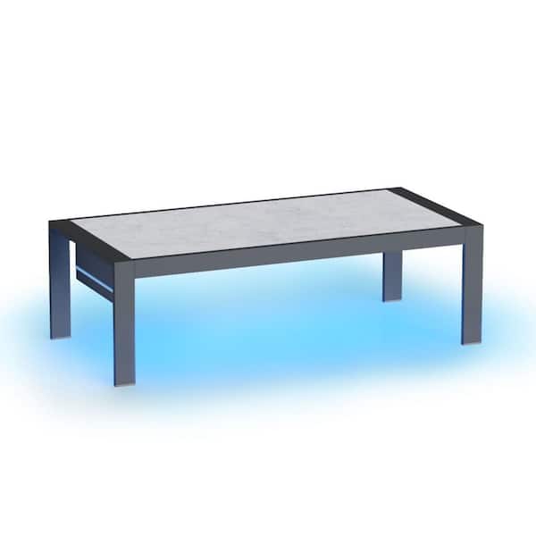 Bestier Aluminum Outdoor Coffee Table with LED Light