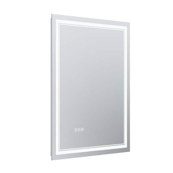 Unbranded 28 in. W x 36 in. H Rectangle Frameless LED Light Anti-Fog Wall Bathroom Vanity Mirror with Adjustable Brightness