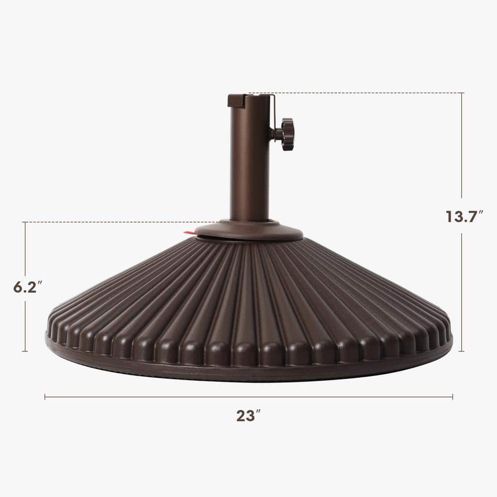 Bronze Wheeled Steel Umbrella Base with Decorative Patterns